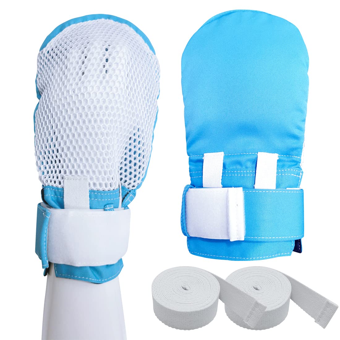 EZ Assistive Protection Gloves Zipper Opening for Adults or Elderly Fingers Protection Products for elderly Reusable and Washable One Pair (2pcs), Blue, One Size