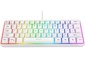 Snpurdiri 60% Wired Gaming Keyboard, 61 Keys RGB Backlit Wrist Rest Ultra-Compact Mini Waterproof Keyboard for PC Computer Gamer (White)