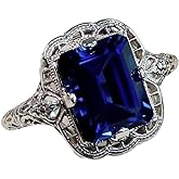 Yuren Elegant Huge Natural 3.5Ct Tanzanite 925 Silver Sapphire Ring Women Wedding Engagement Size 6-10