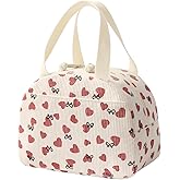 FAMTUDE Corduroy Lunch Bag for Women Men Cute Lunch Tote Bags Reusable Insulated Lunch Box Large Capacity Reusable Insulated Cooler for Work/Picnic/Travel (Corduroy Love)