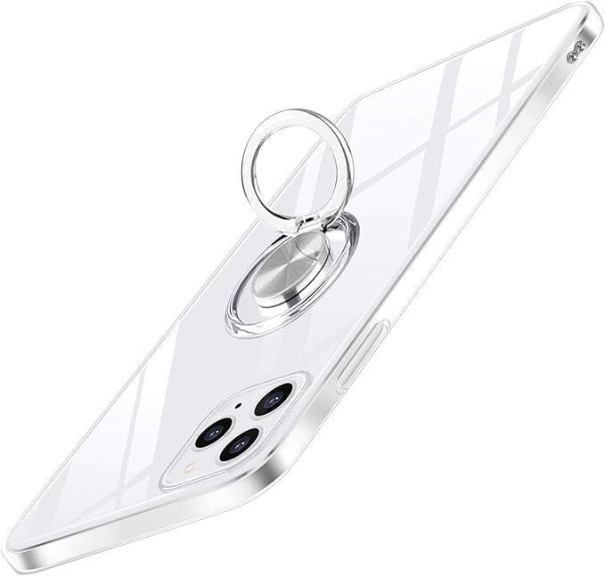 Zhiyijia Compatible With Iphone 12 Pro Max Case 6 7 Clear Ring Holder Stand Soft Tpu Silicone Frame Shockproof Transparent Bumper Cover Protective Case Clear Amazon Co Uk Electronics