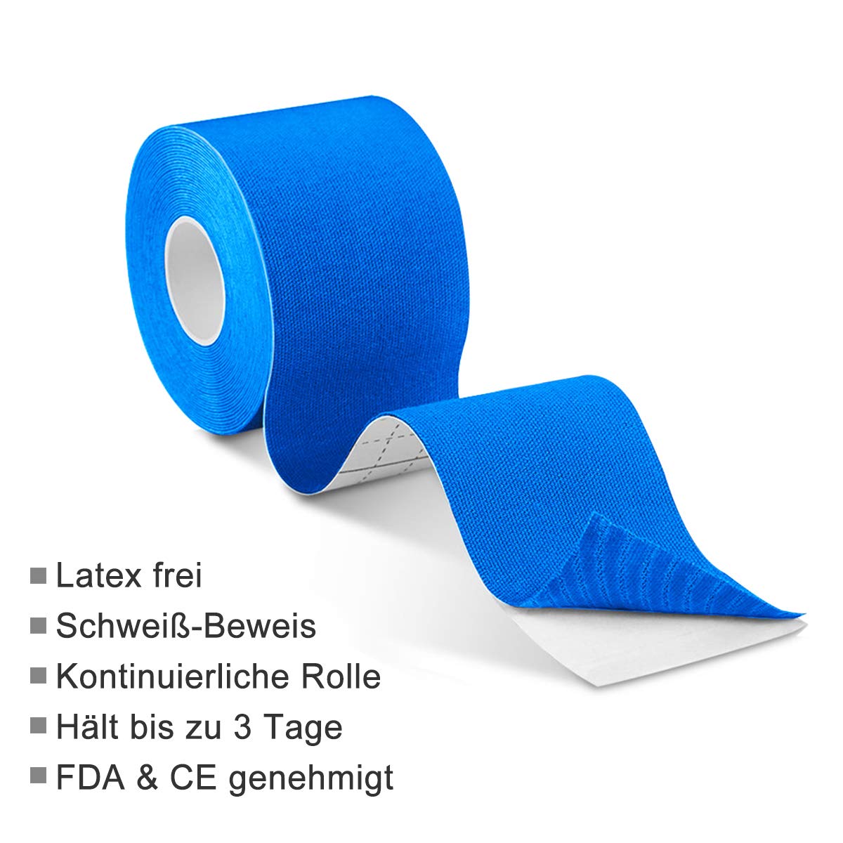 Physio Tape Kinesiologie Tape 5m x 5cm, Muskeln Kinesiology sport vorgeschnitten, Rollenlänge Elastisches Therapeutisches sport verletzungen Tape Elastische Bandage für Plantarfasziitis Physiotherapie
