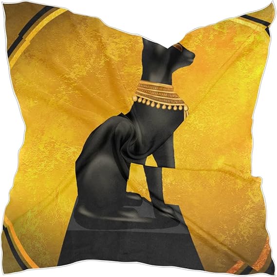 Linomo Women's Chiffon Silk Scarf Egyptian Egypt Bastet Square Shawl