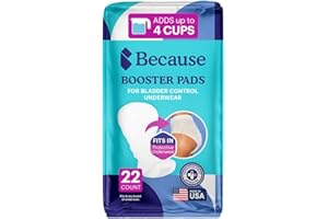 Because Overnight Booster Pads Fit All Adult Diapers, Helps Keep Your Adult Diaper Active All Night, Adds 4 Cups to Incontinence Underwear, Extra Absorbency, 22 Count (Packaging May Vary)