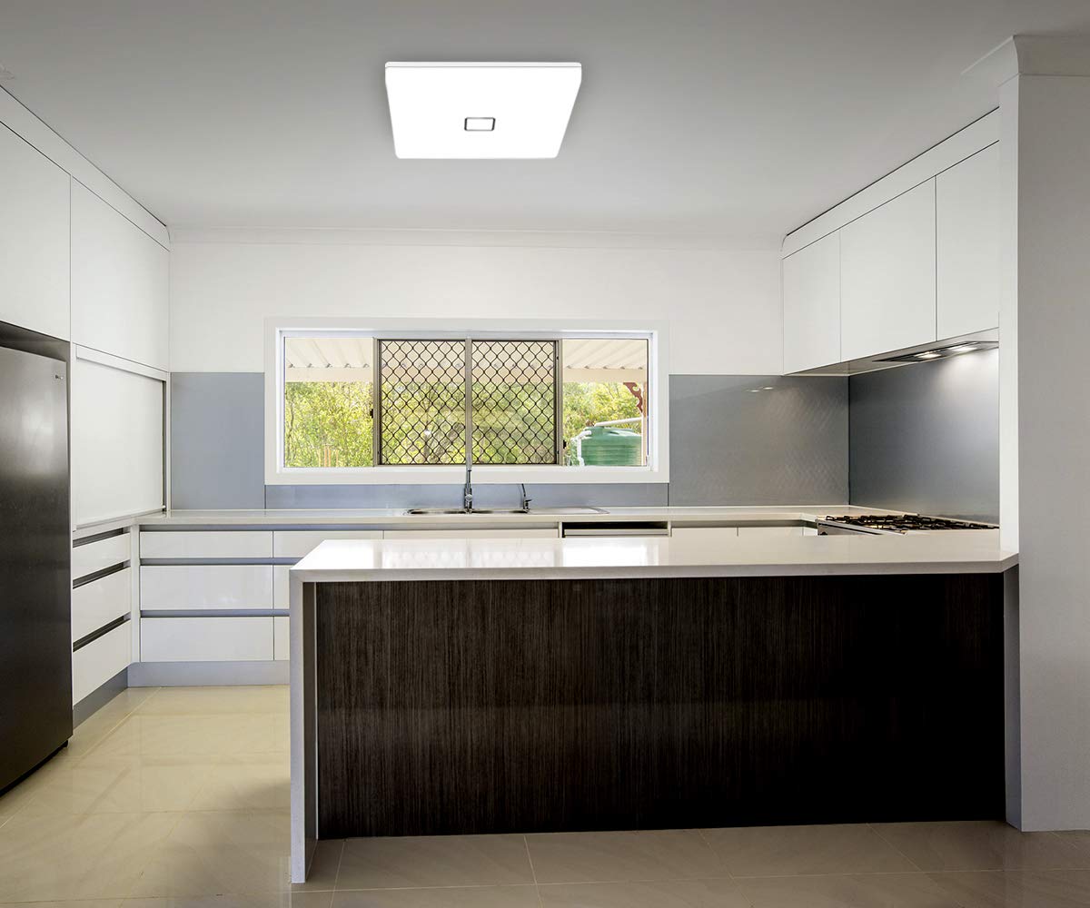 LED Ceiling Light, Airand Ceiling Lamp Flush Mount 2050LM Waterproof IP44 24W 5000K for Bathroom, Kitchen, Bedroom, Hallway, Corridor, Balcony, Living room (Cold White, Square)