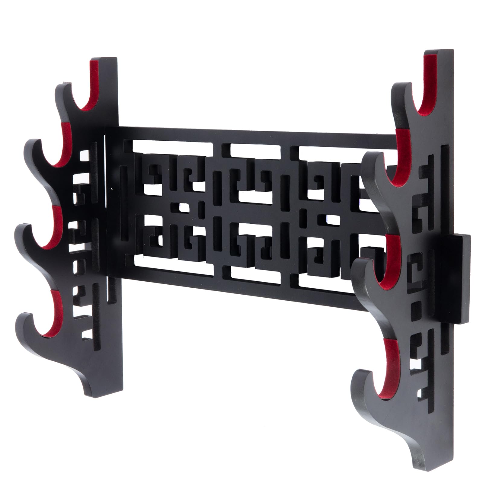 Ljxquisite 4-Tier Velvet Padded Katana Stand - Samurai Sword Display Rack - Black, 40 x 32cm - Wall Mount