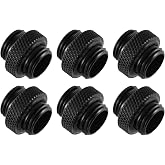Dracaena.io 6-Pack G1/4 Mini Extender Fitting, Male to Male, Brass, Black | G1/4 male to male mini extender &middot; brass, black finish, &Phi;18mm x 15mm overall, O-ring sealed both ends