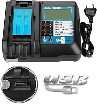 Dc18rf 14 4v 18v Li Ion Battery Charger Voltage Current Lcd Digital Display For Makita Dc18rf Bl10 Bl1815 Bl1430 Dc14sa Dc18sc Amazon Com Dc18rf 14 4v 18v Li Ion Battery Charger Voltage Current Lcd Digital Display For Makita Dc18rf Bl10 Bl1815 Bl1430 Dc14sa Dc18sc Amazon Com