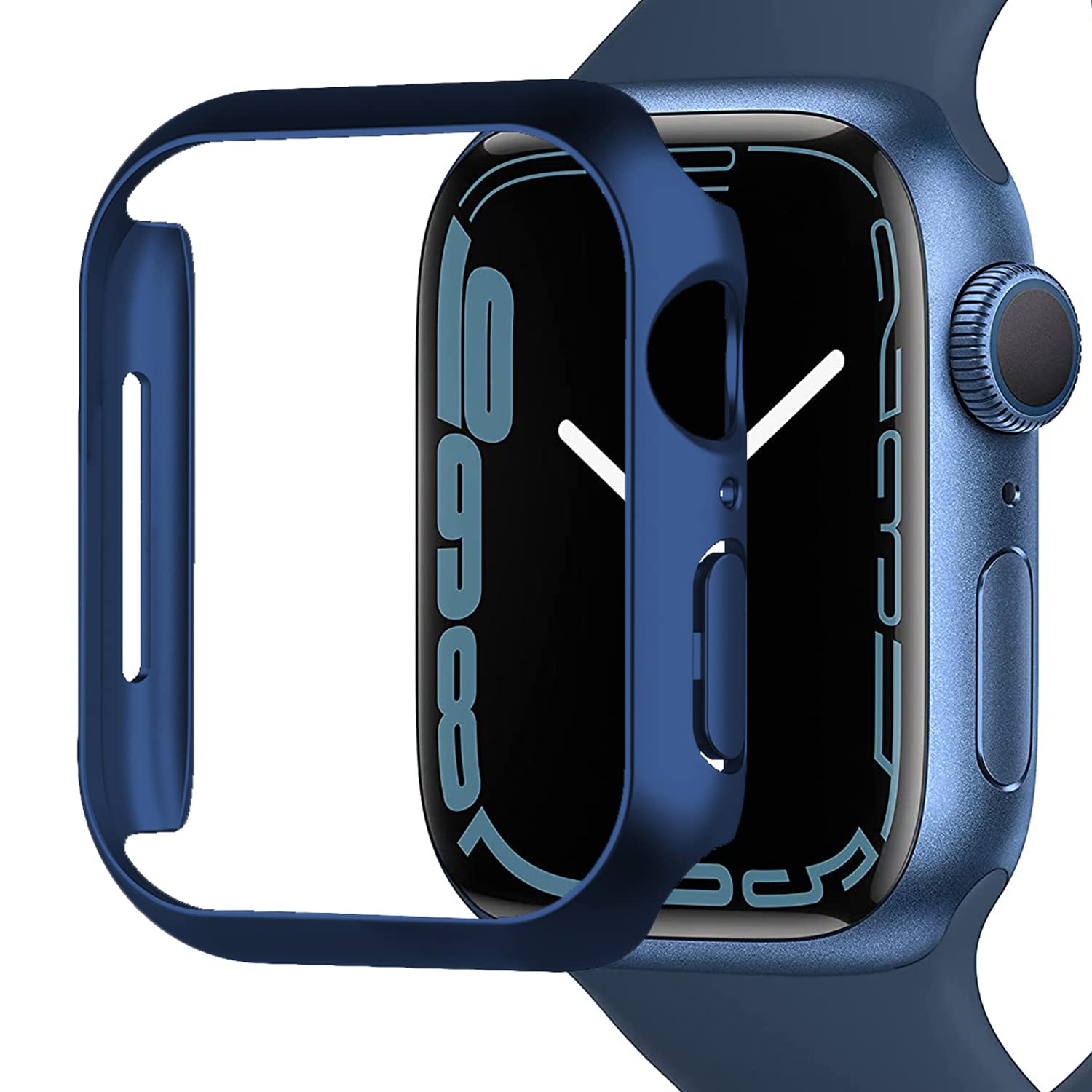 Miimall Case Compatible with Apple Watch Series 9 Series 8 Series 7 41mm/45mm, Hard PC Frame Protective Cover Ultra-Light Ultra-Thin All-Around Bumper Protective Shell for Apple Watch 41mm-Blue