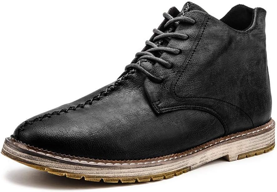 KENSBUY Men's Chukka Boot Lace-Up High Top Leather Cowboy Boots Ankle Waterproof