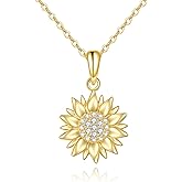 KECHO 14k Yellow Gold Sunflower Jewelry for Women, Fine Gold You are My Sunshine Jewelry Gifts for Her