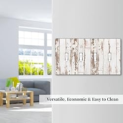 White Grey Wood 4 Gang Light Switch Cover