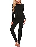 Ekouaer Bandage One Piece Pajama Romper Long Sleeve Jumpsuit Sleepwear For Women