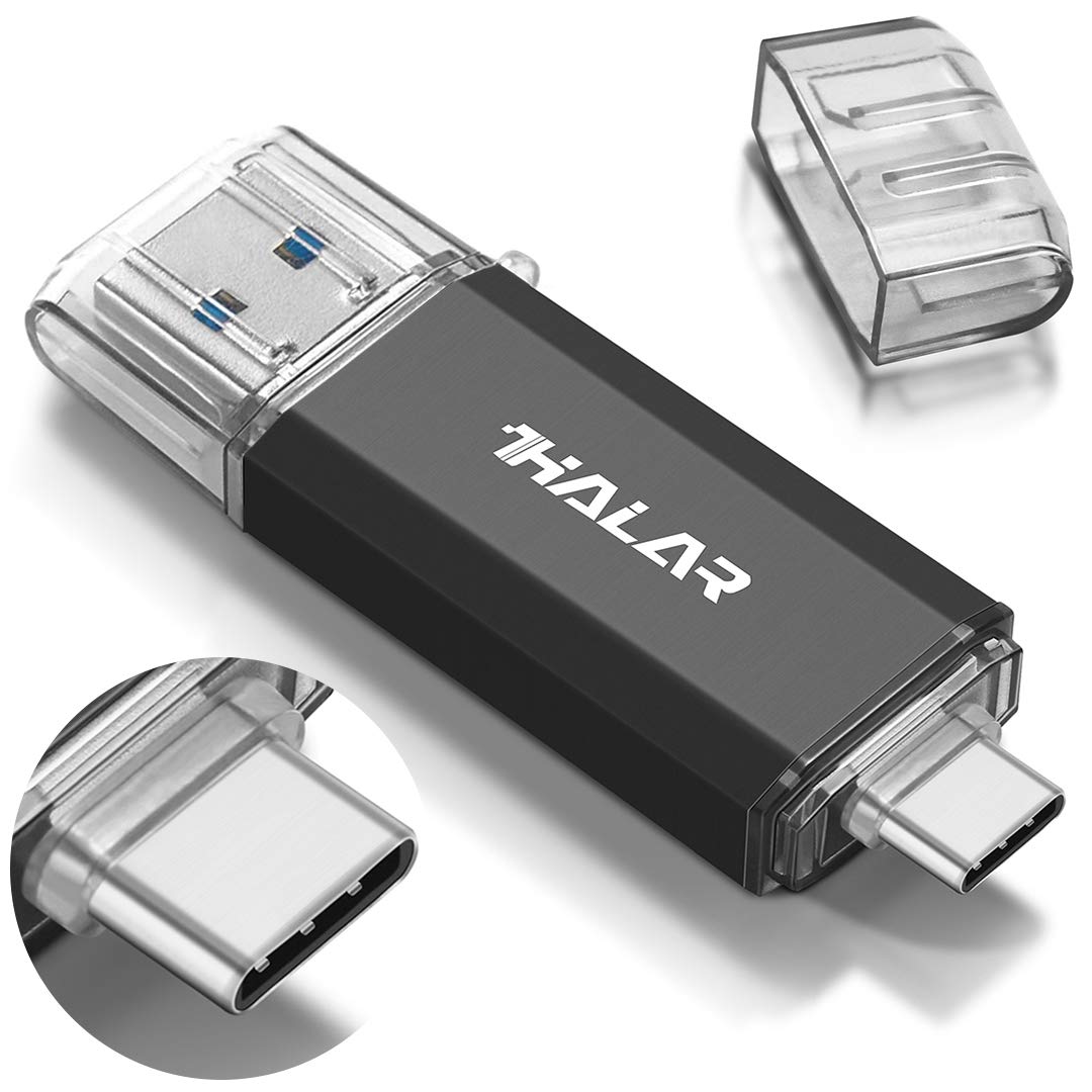 Thkailar USB C Flash Drive 256GB-USB Flash Drive with Type C and Type A  Port Compatible with Android Phone/PC/Mac Pro-Transfer Data(Black)