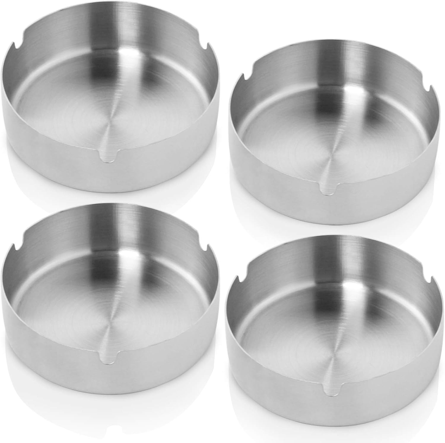 DUOFIRE Ashtray 4 Pack Round Metal Ashtrays for Cigarettes Stainless