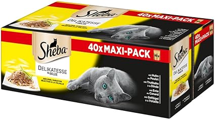 Sheba Delikatesse in Gelee – Hochwertiges Katzen Nassfutter mit feiner Geflügelauswahl – Im praktischen Portionsbeutel – 40 x