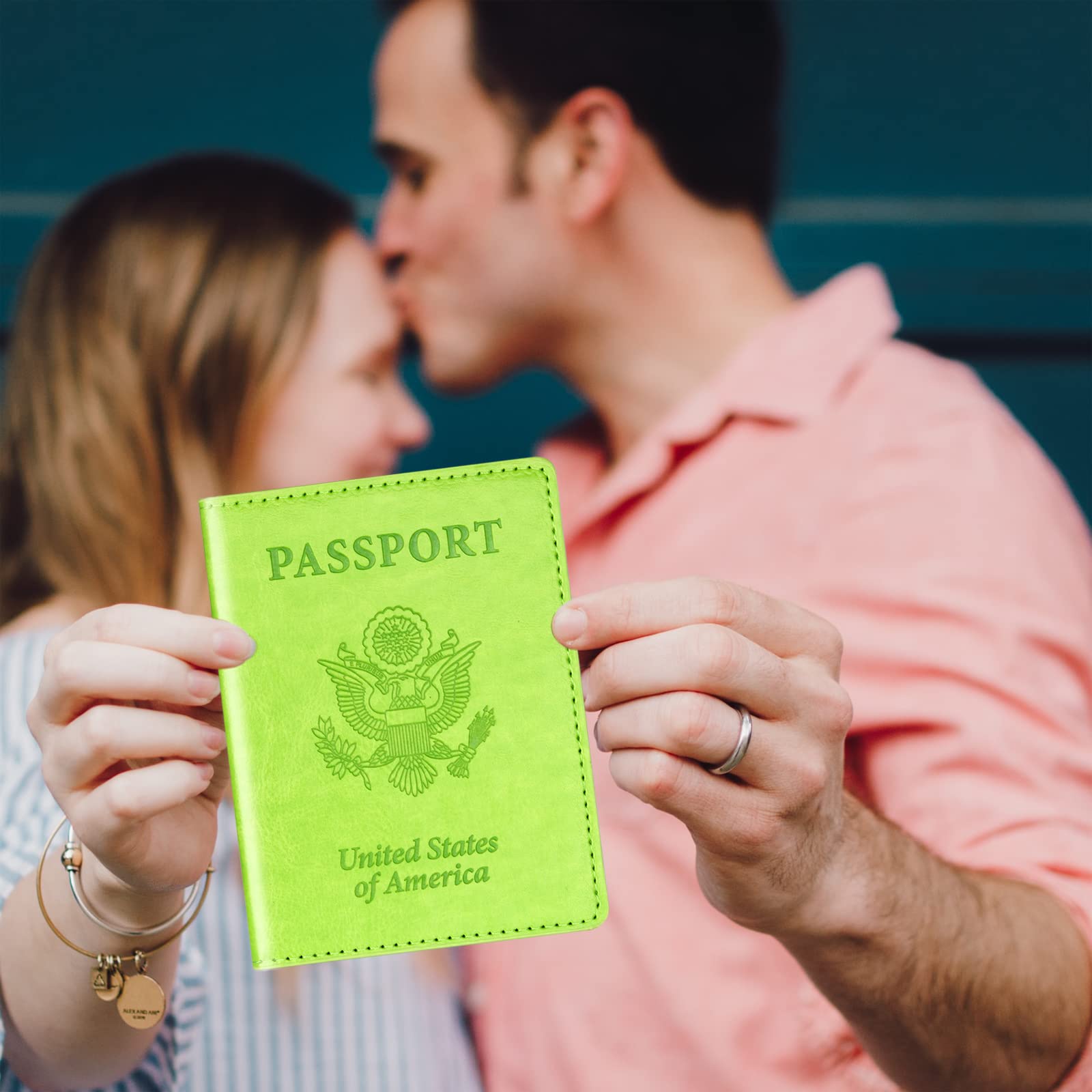 Herain Green & Orange Passport Holder, Cruise Essentials Passport Wallet Cover Case for Family Women Men, Travel Must Haves Passport Book Protector