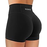 YEOREO Hidden Scrunch Workout Shorts with Pocket 3.5'' Inseam High Waist Gym Yoga Shorts