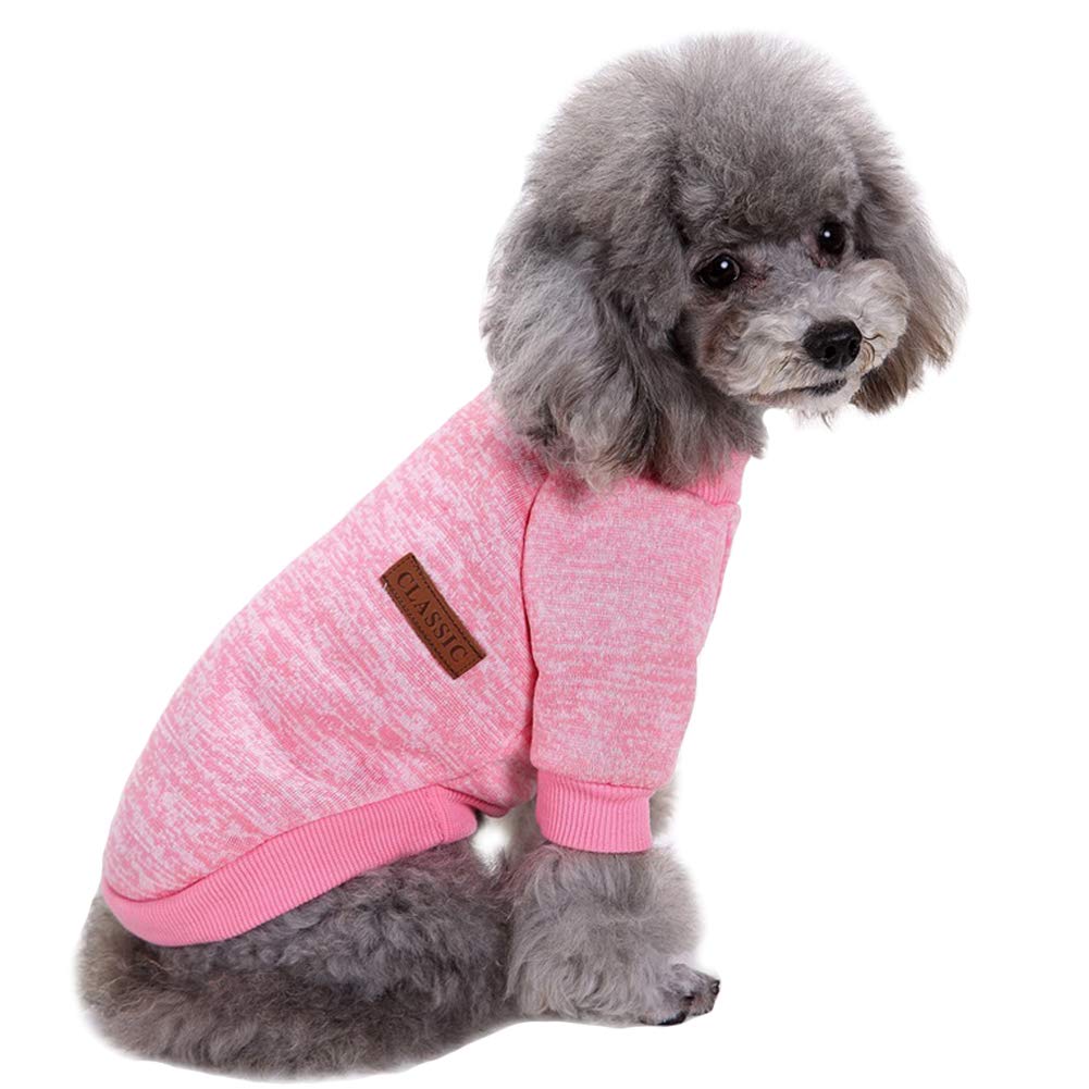 CHBORLESS Pet Dog Classic Knitwear Sweater Warm Winter Puppy Pet Coat Soft Sweater Clothing for Small Dogs (M, Pink)