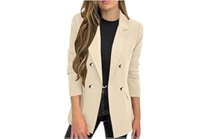 Women's Trendy Business Blazer Long Sleeve Double Breasted Jacket Lapel Work Outerwear 2025 Office Casual Blazers