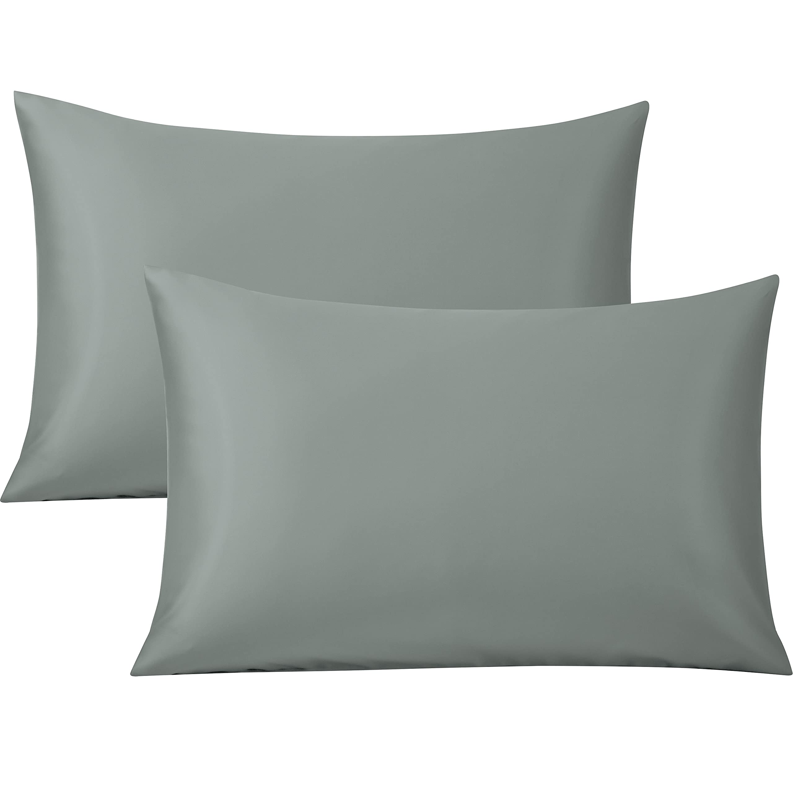 FLXXIE 2 Pack 500 Thread Count 100% Egyptian Cotton Pillowcases, Super Cozy and Breathable Queen Pillow Cases with Envelope Closure, 50x75 cm, Dark Grey