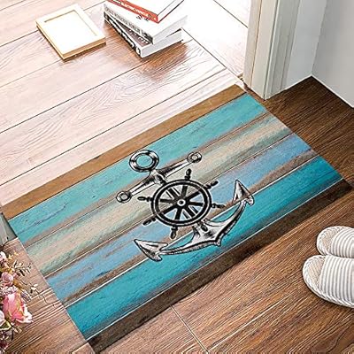 Door Mats Indoor Entrance Welcome Rug Bath Mat Nautical Anchor Vintage Wood Floor Funny Floor Mat Non-Slip Bathroom… 61 25VUgpAL