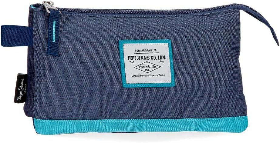 Pepe Jeans Molly Triple Pencil Case Blue 22x12x5 cms Polyester, 22 cm