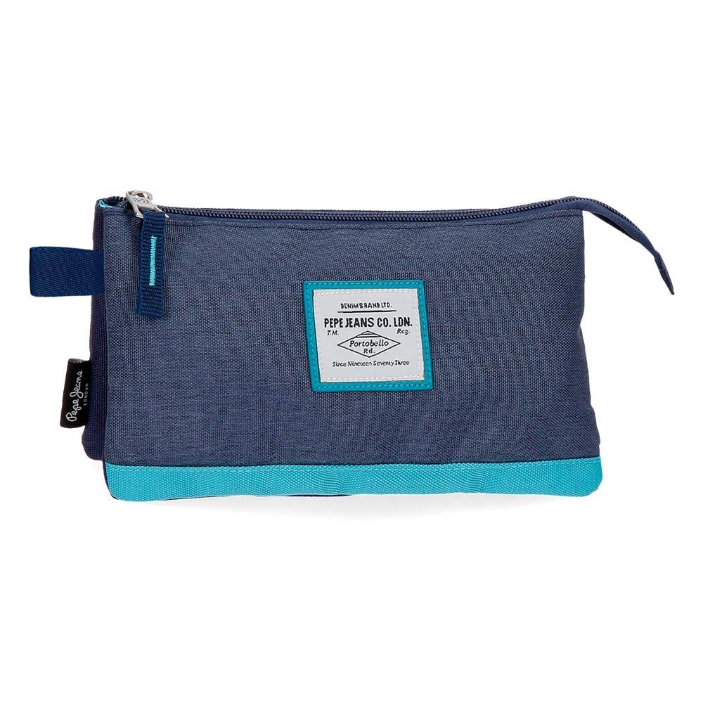 Pepe Jeans Molly Triple Pencil Case Blue 22x12x5 cms Polyester