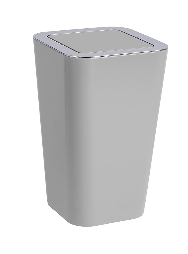 Wenko 22464100 Schwingdeckeleimer Candy Grey, Kosmetikeimer, Mülleimer, Fassungsvermögen: 6 l, Polystyrol, 18 x 28.5 x 18 cm,