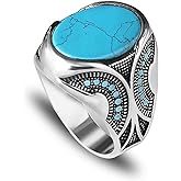 KsrModa 925 Sterling Silver Ring with Turquoise Stone, Handmade Men's Ring - Gift for Him