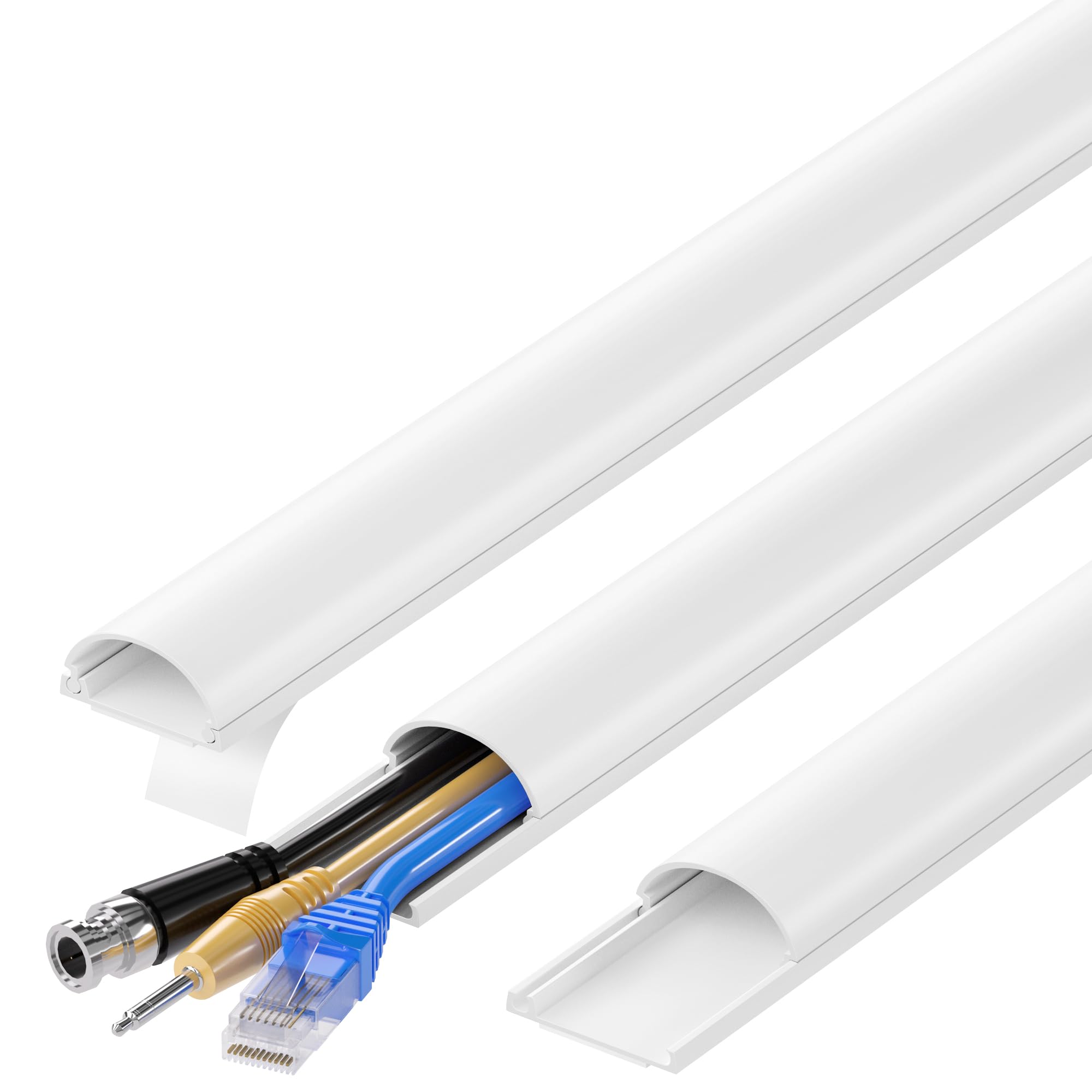 Photo 1 of ZhiYo 68in D Cord Hider for Wall Mount TV, Self-Adhesive Cable Hider Kit, PVC Cord Covers for Wires on Wall, White Cable Raceway, Paintable Wire Hiders, 4 x 17 (L) - 1.2" (W) x 0.55" (H)