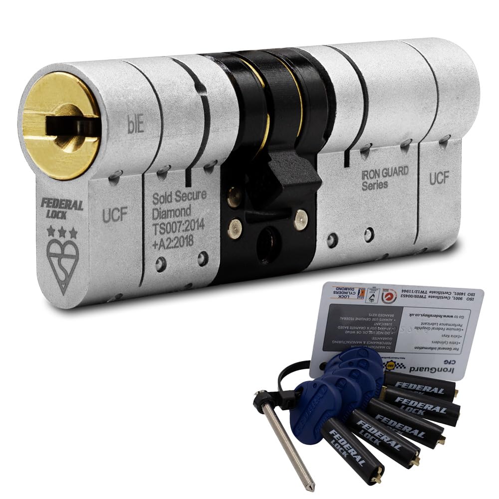 Federal 3 Star Euro Cylinder Door Lock TS007 Diamond Secure Anti-Snap Dual Finish 5 Keys - 10 Year Guarantee 45/45