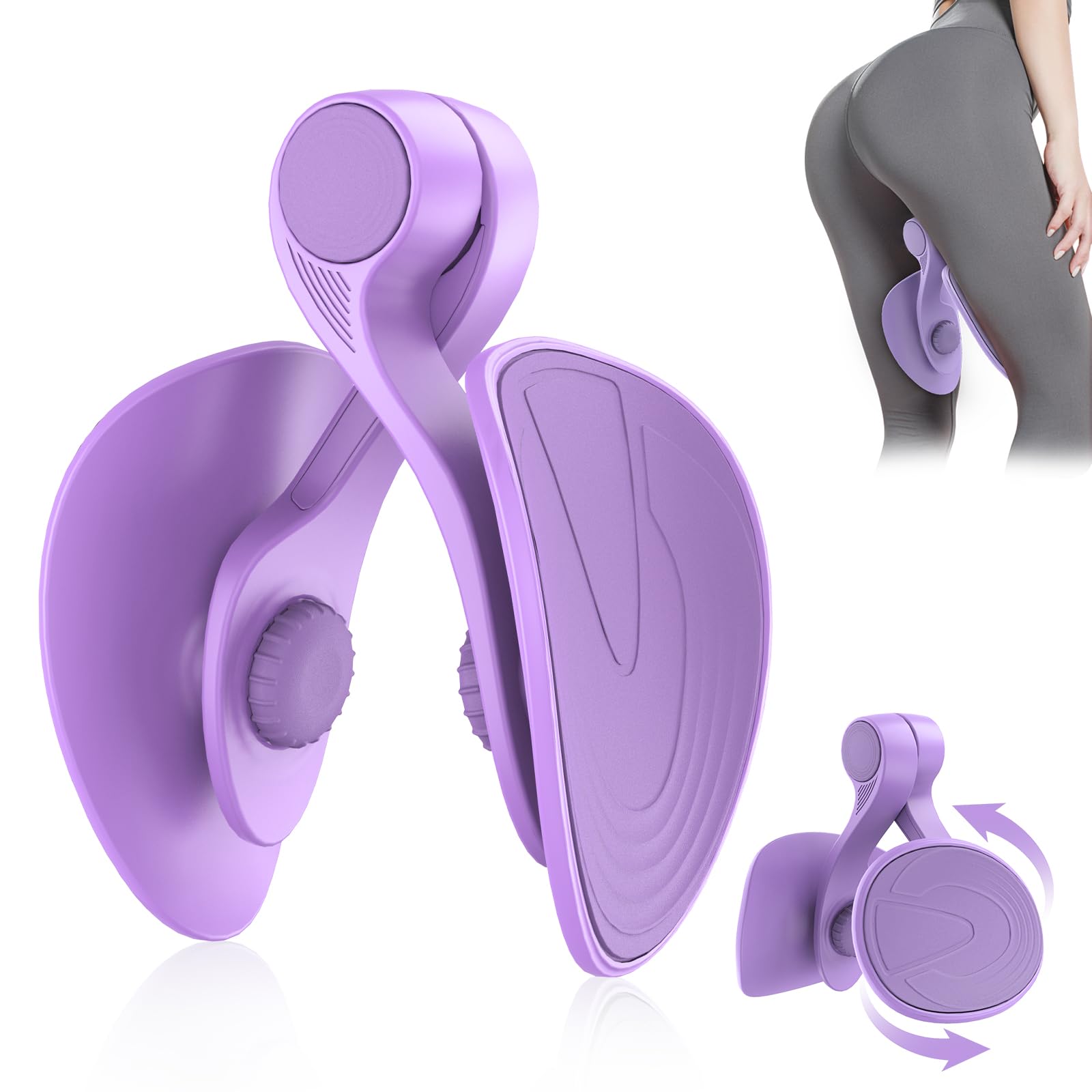Kegel Exerciser, Pelvic Floor Muscle Exercise Devices for Women, Inner Thigh Exerciser Leg Workout Equipment Thigh Trainer for Male Hip Trimmer Inner Thigh Toner Workout (Pruple) Image