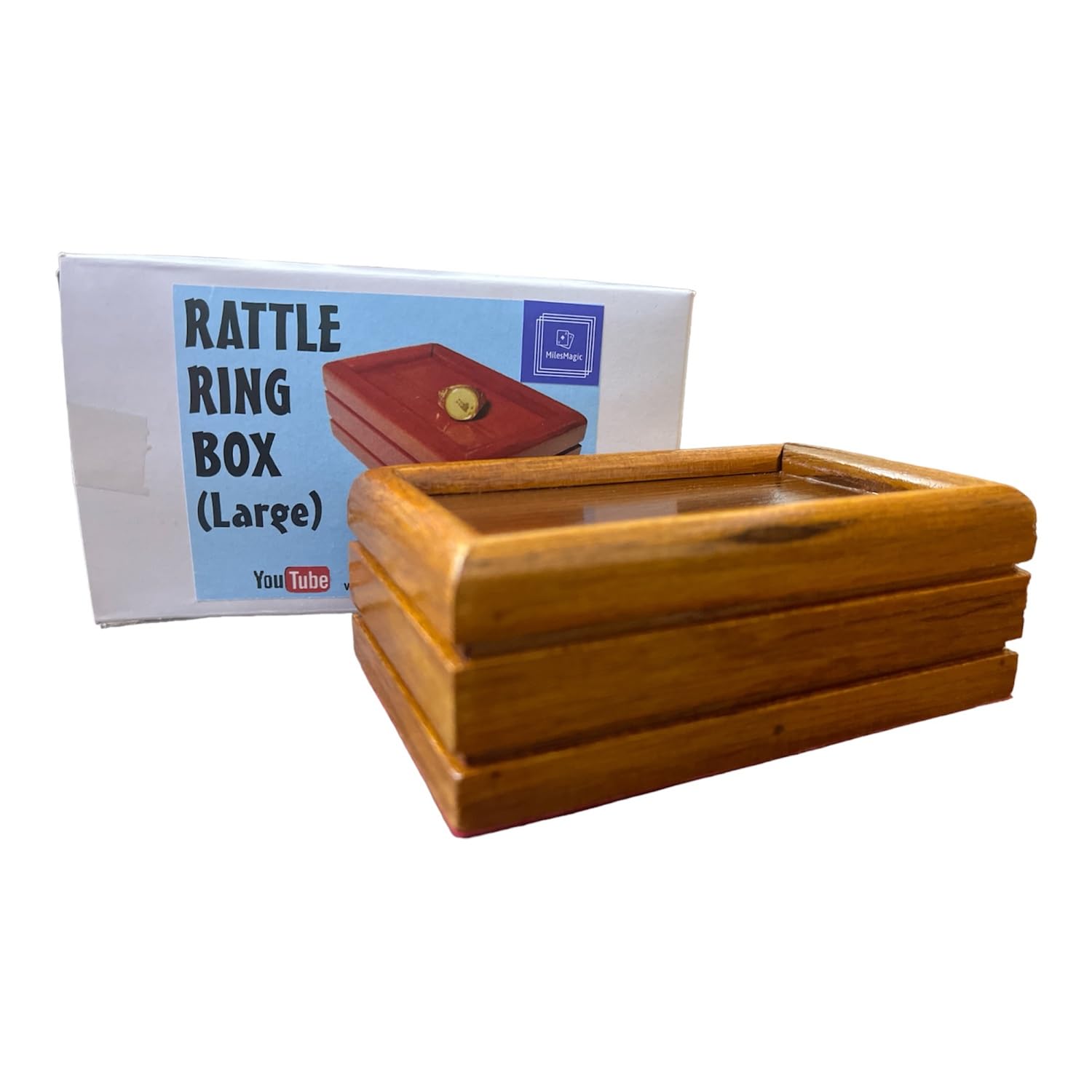 MilesMagic Magician's Rattle Ring Box Gimmick | Vanish Coins, Rings, and More with Spectacular Mentalism Deluxe Wooden Rattle Box for Close Up Magic Trick