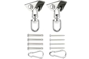 Toolly Swing Hangers for Wooden Concrete Swing Set, 2 Pack Heavy Duty 1300 lb Capacity Antirust Stainless Steel Suspension Hooks, 360°Rotate for Woss Suspension, Hammock Chair Pod Yoga Swing