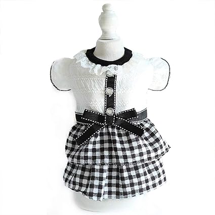 Amazon 猫服 ワンピース スカート 犬猫用 ペット服 春夏 猫服 犬の洋服 蝶结び レース 可愛い 小型犬 中型犬 防寒 保温 着脱簡単 通気性 お姫様 祝い 記念撮影 散歩 お出かけ ペット用服 白黒のスカート M Malaxlx ドレス ワンピース 通販