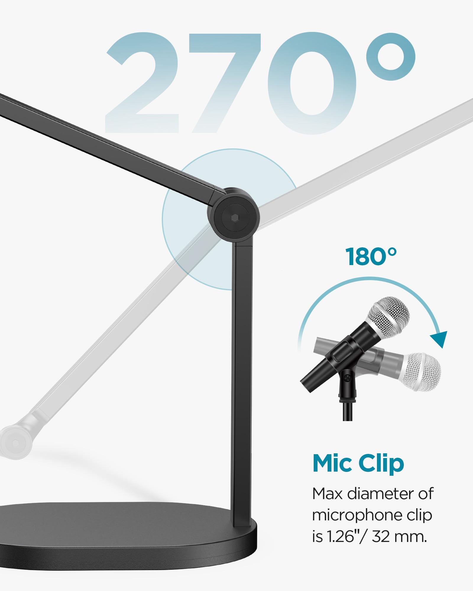 InnoGear Studio Mic Stand, Max Load 2.64 lb Microphone Arm Desk Mount Desktop Microphone Stand for Fifine AM8 K669B Blue Yeti HyperX QuadCast SoloCast AT2020, Webcams Cameras