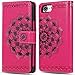 iPhone 8 Case,iPhone 7 Wallet Cases with Detachable Slim Case Fit Magnetic Car Mount, Card Solts Holder, CASEOWL Embossed Mandala Pattern Flower Floral Vegan Leather Flip Wallet Case [Hot Pink]