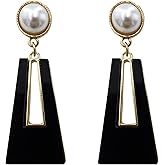 AUGTIGER Black White Earrings for Women Sparkly Geometric Dangle Drop Statement Jewelry