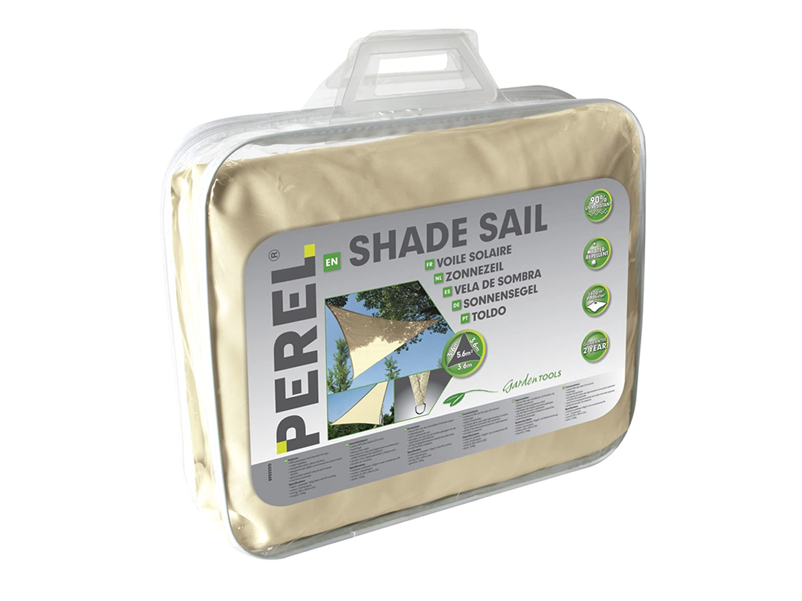 PEREL 3.6 x 3.6 x 3.6 m Triangle Shade Sail - Cream