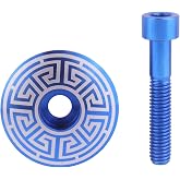 UHDFBDHF Titanium Headset Stem Top Cap, 1-1/8 Inch with Titanium Bolt M6 x 35mm, for MTB Mountain Bike Road Bicycle