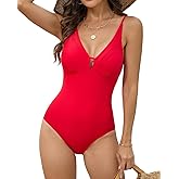 Cromi One Piece Swimsuit for Women Deep V Neck Sexy Bathing Suit Slimming Adjustable Strap Swimwear
