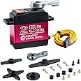 Hosyond 25kg High Torque RC Servo Full Metal Gear Waterproof Steering Servo Motor Compatible with 1/6, 1/8, 1/10, 1/12 RC Car(Control Angle 270°)