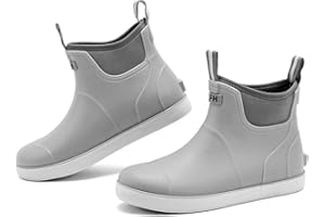 Sgadabe Deck Boots Mens, Rain Boots Anti-Slip Fishing Booties Waterproof Ankle Rain Shoes Rogue Wave Durable Rubber Boots Outdoor Footwear