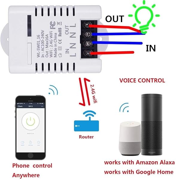 HYY YY 2 4G WiFi Smart Switch Rel 16A Tuya Smart Life App Control remoto compatible con Alexa Ifttt Home