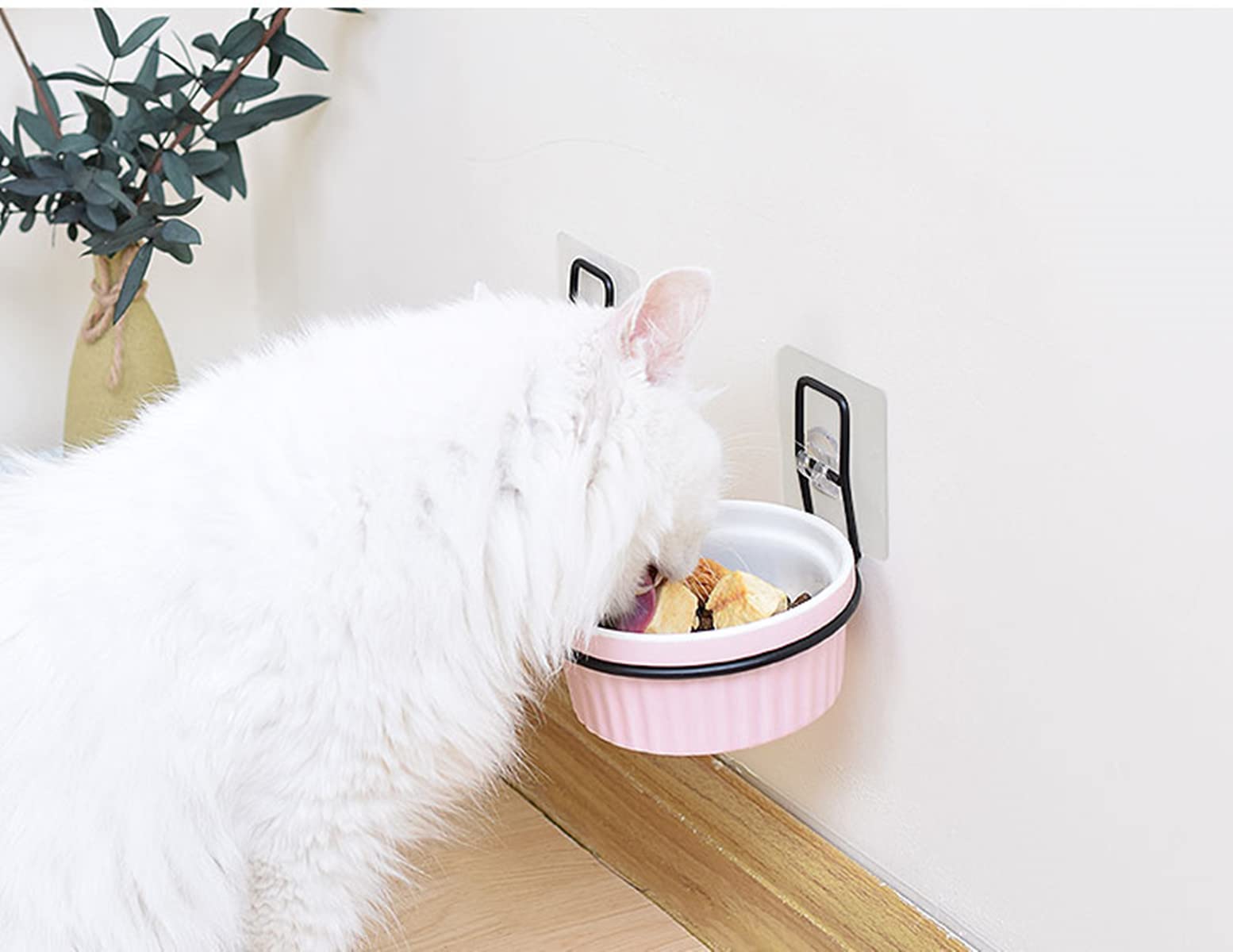 Raised Cat Ceramic Bowl,Wall Mounted Elevated Pet Feeding Dishes