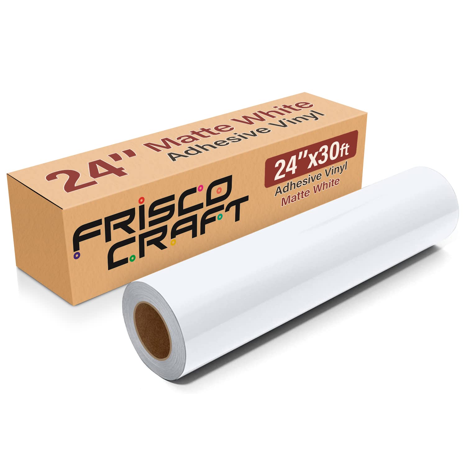 Frisco Craft Matte White Permanent Vinyl - White Vinyl Roll - Permanent Outdoor Vinyl, Water & Weather-Resistant with Siliconized Backing - Adhesive Vinyl, Matte White (24
