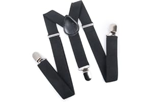ELENKER Baby Boys Adjustable Elastic Solid Color Suspenders, 1" Wide