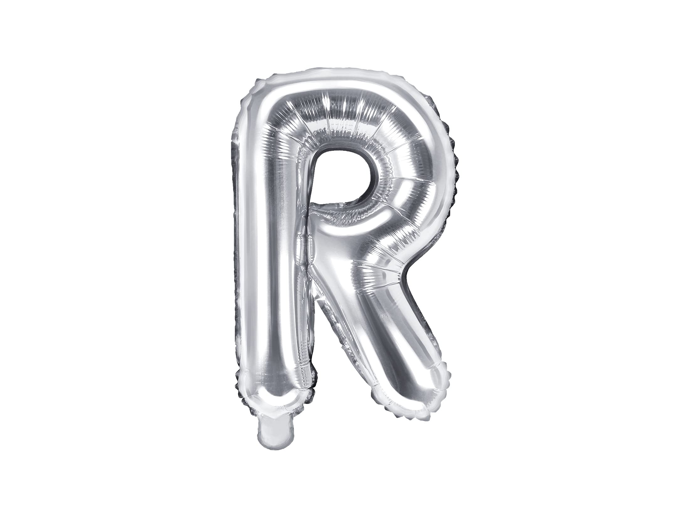 PartyDeco- Mylar Letter Shape R Silver 35 cm Birthday Adult Child Colour, FB2M-R-018