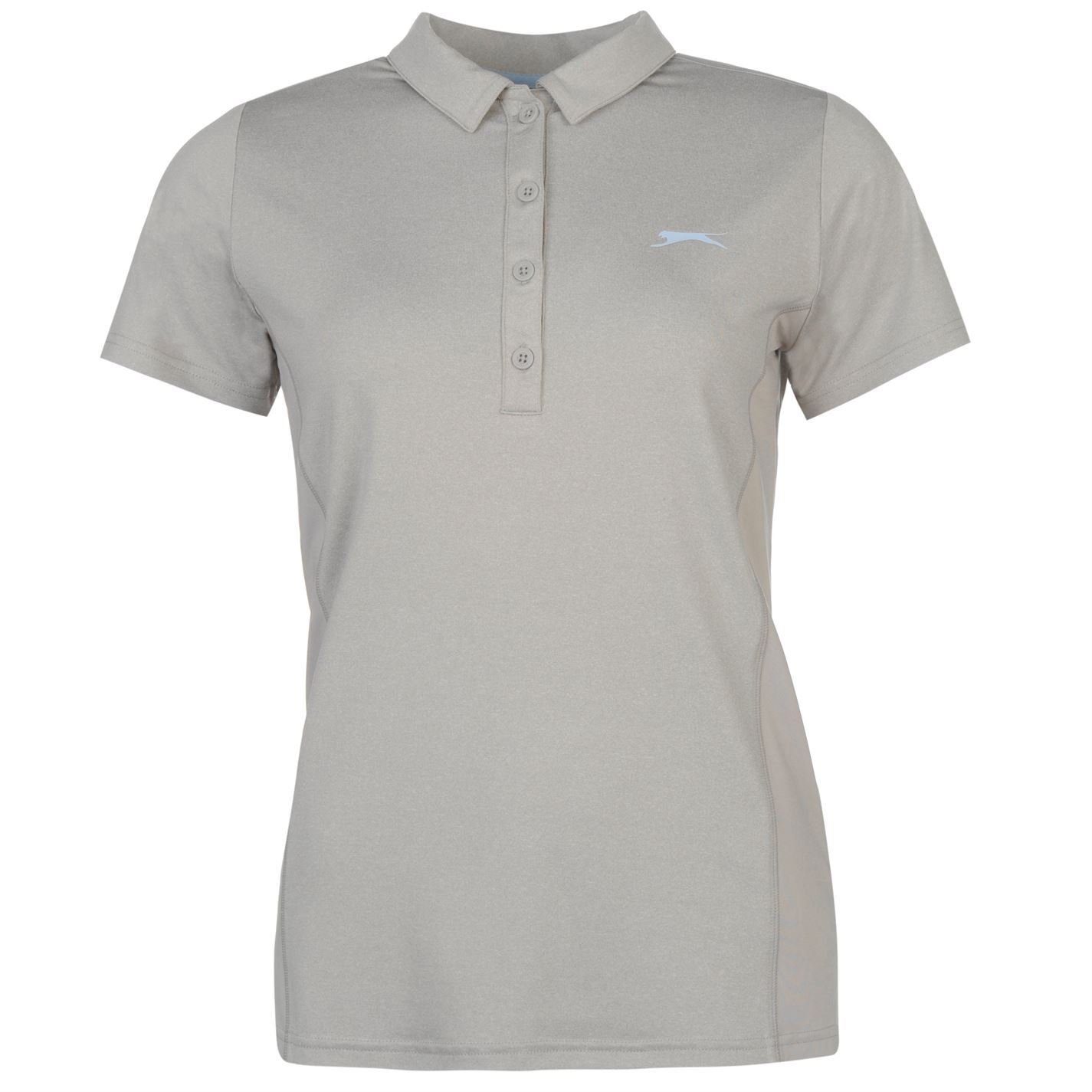 Slazenger Womens Plain Golf Polo Tee Shirt Top Short Sleeve Fold Down